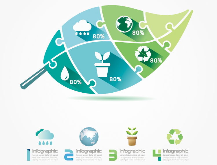 绿叶环保信息图矢量素材 - 设计之家